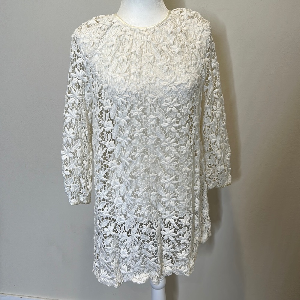 Vintage White Floral Crochet dress